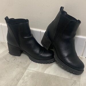 MIA Black Leather Ankle Booties